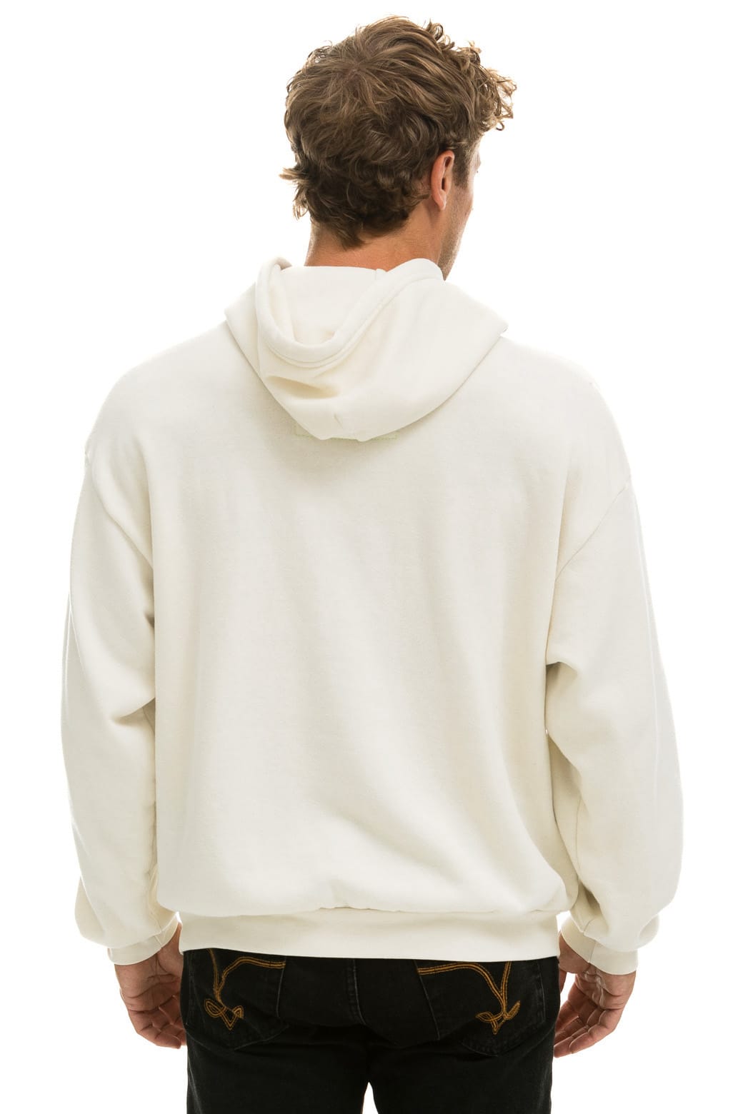 5 STRIPE RELAXED PULLOVER HOODIE - VINTAGE WHITE