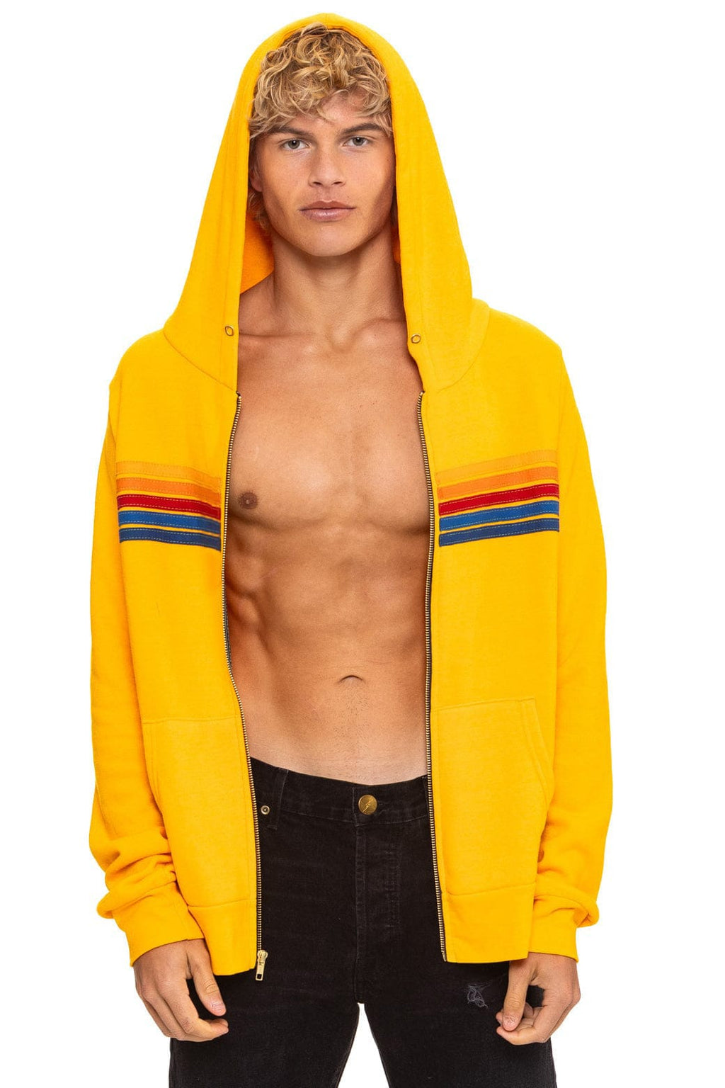 5 STRIPE HOODIE - GOLD