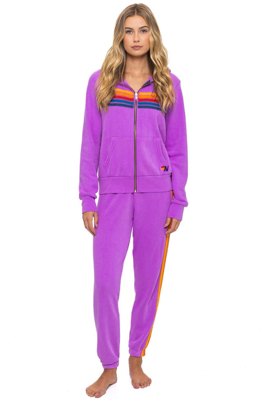 5 STRIPE HOODIE - NEON PURPLE