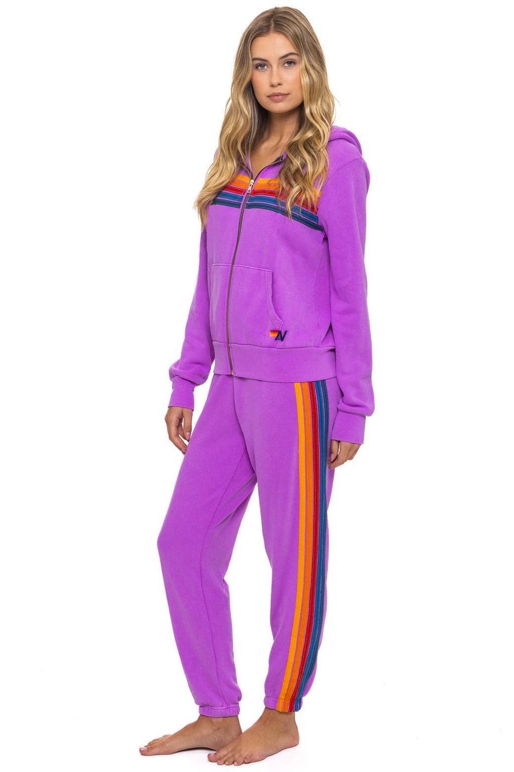 5 STRIPE HOODIE - NEON PURPLE