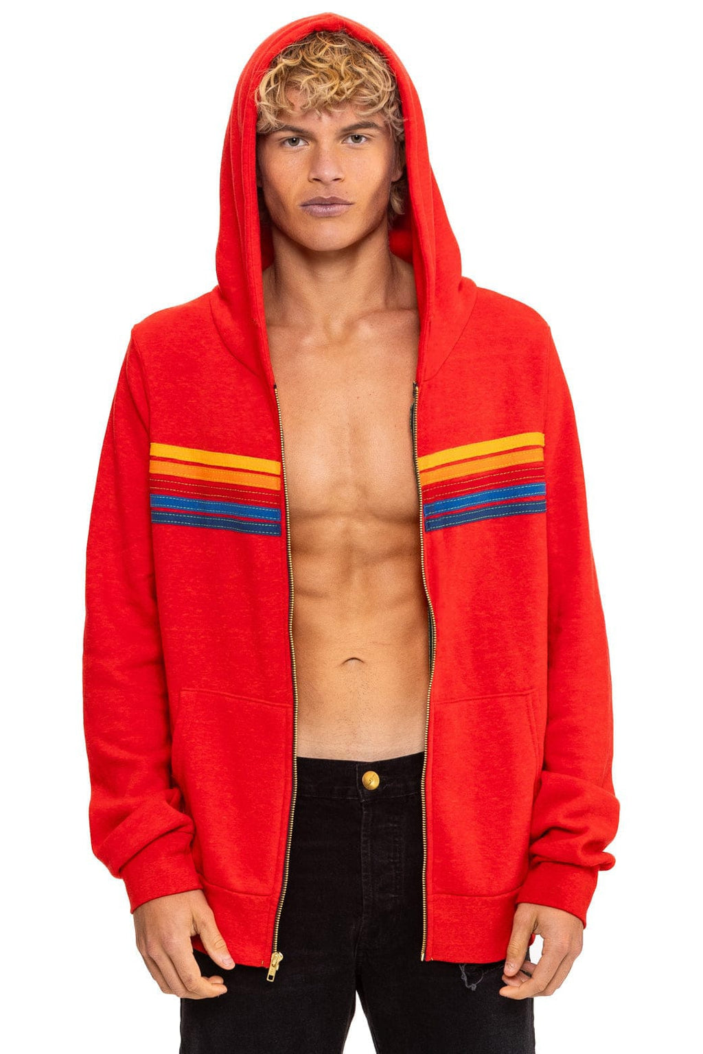 5 STRIPE HOODIE - RED
