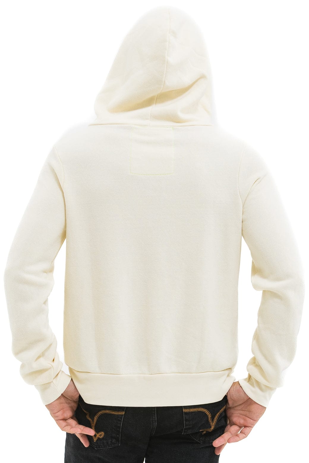 5 STRIPE HOODIE - VINTAGE WHITE // WHITE NEON