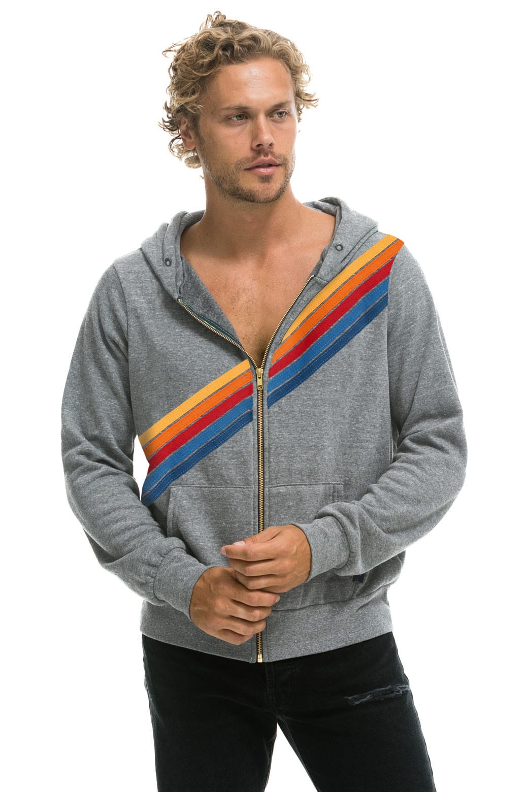 DISCO ZIP HOODIE - HEATHER GREY