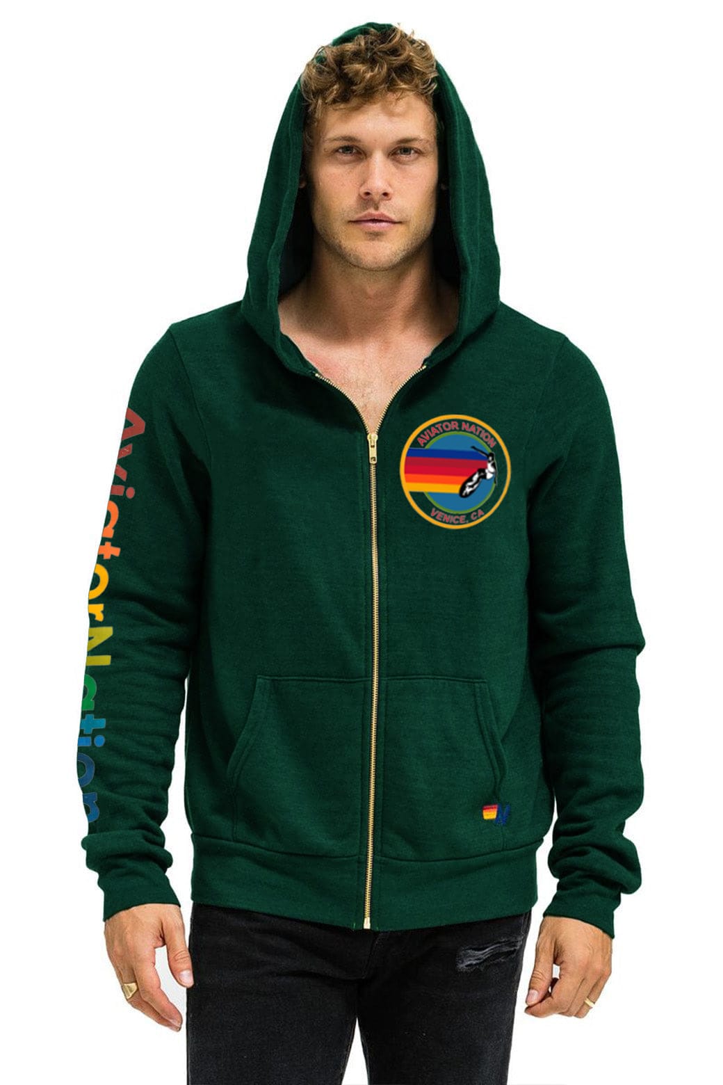 AVIATOR NATION VENICE ZIP HOODIE - MIAMI GREEN