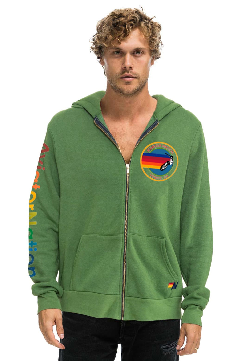 AVIATOR NATION VENICE ZIP HOODIE - PALM