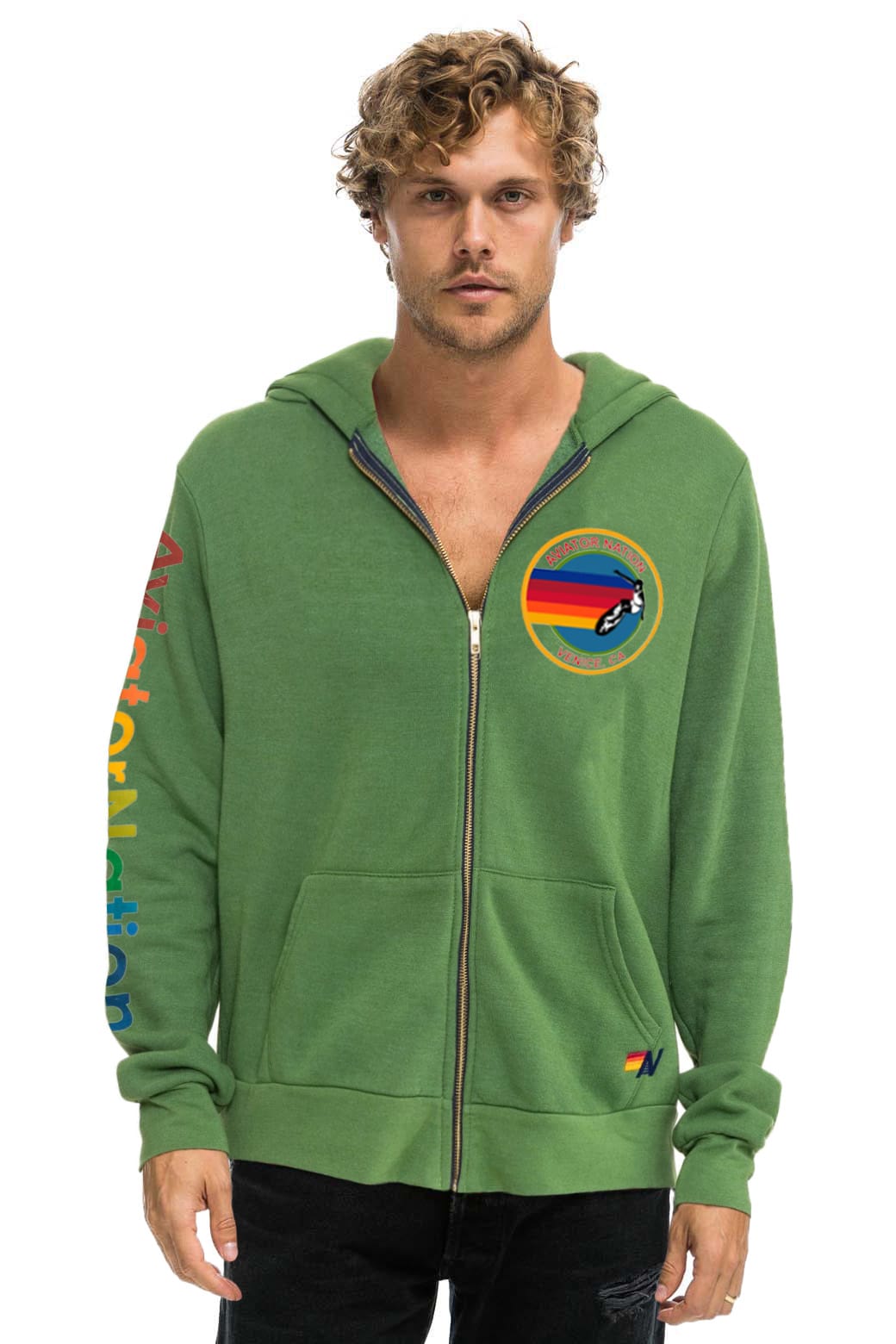 AVIATOR NATION VENICE ZIP HOODIE - PALM