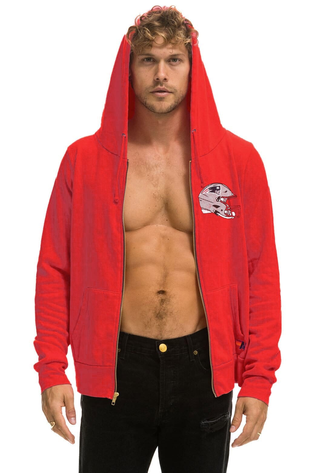 NEW ENGLAND PATRIOTS HELMET ZIP HOODIE - FLASH RED
