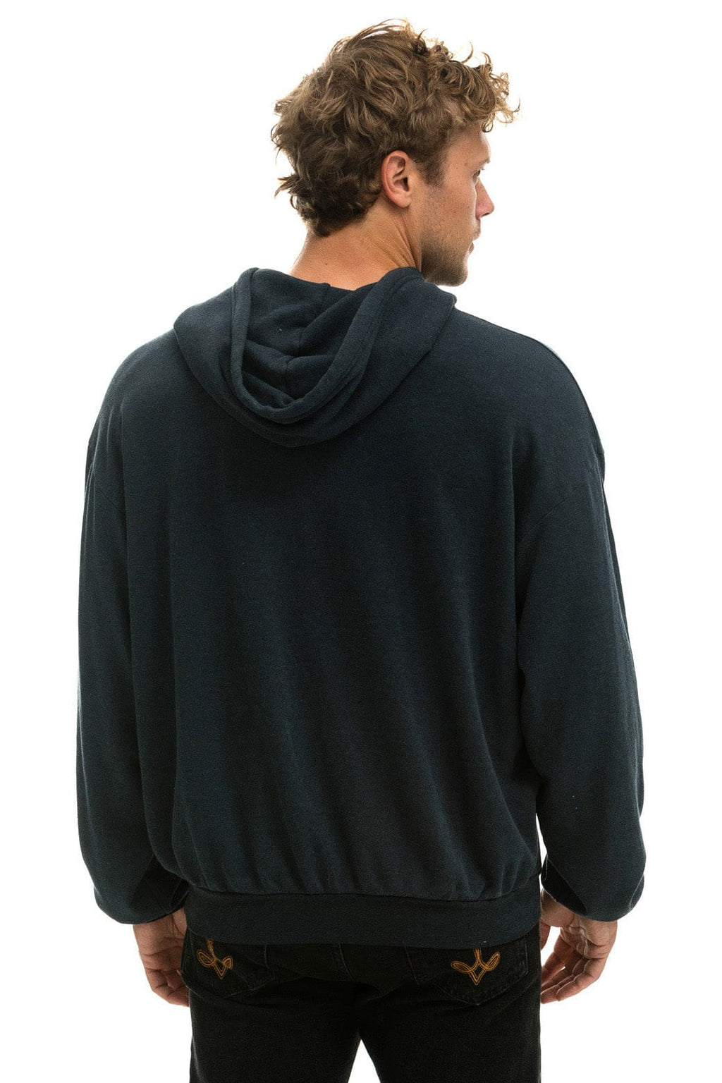 BOLT HEART PULLOVER RELAXED HOODIE - CHARCOAL