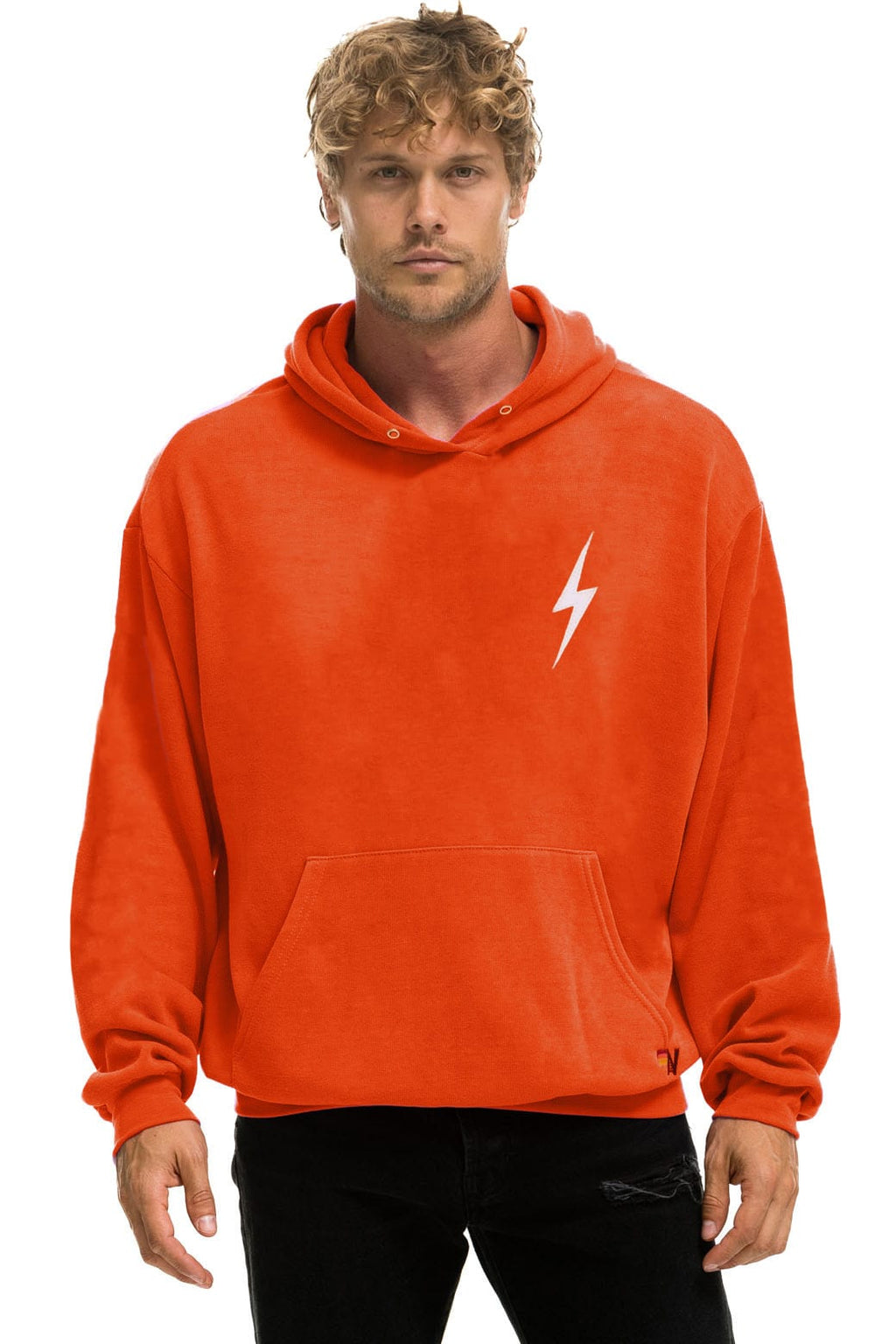 BOLT STITCH RELAXED PULLOVER HOODIE - VINTAGE ORANGE // WHITE
