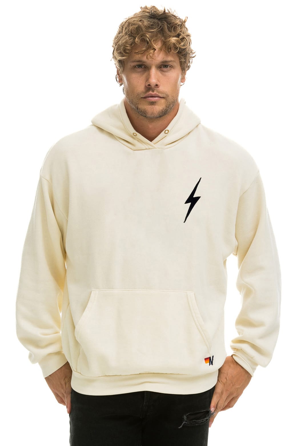 BOLT STITCH RELAXED PULLOVER HOODIE - VINTAGE WHITE