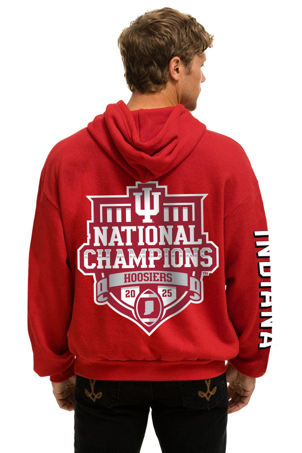 INDIANA UNIVERSITY 2025 CHAMPIONS RELAXED PULLOVER HOODIE - CRIMSON