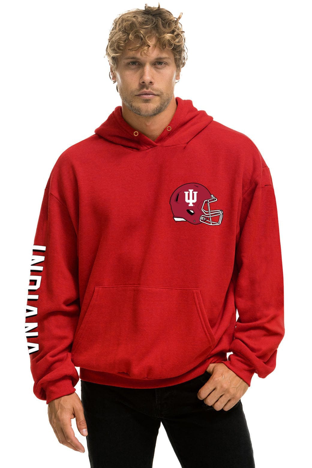 INDIANA UNIVERSITY 2025 CHAMPIONS RELAXED PULLOVER HOODIE - CRIMSON