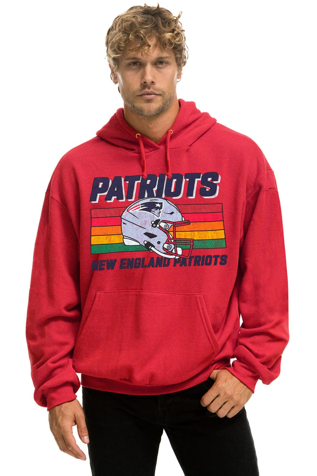 NEW ENGLAND PATRIOTS HELMET RELAXED PULLOVER HOODIE - FLASH RED