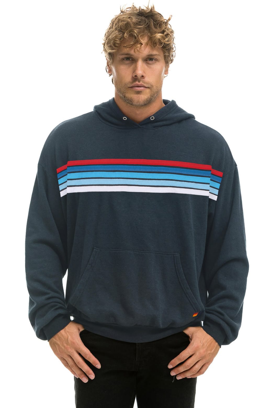 5 STRIPE AMERICA RELAXED PULLOVER HOODIE - CHARCOAL // USA