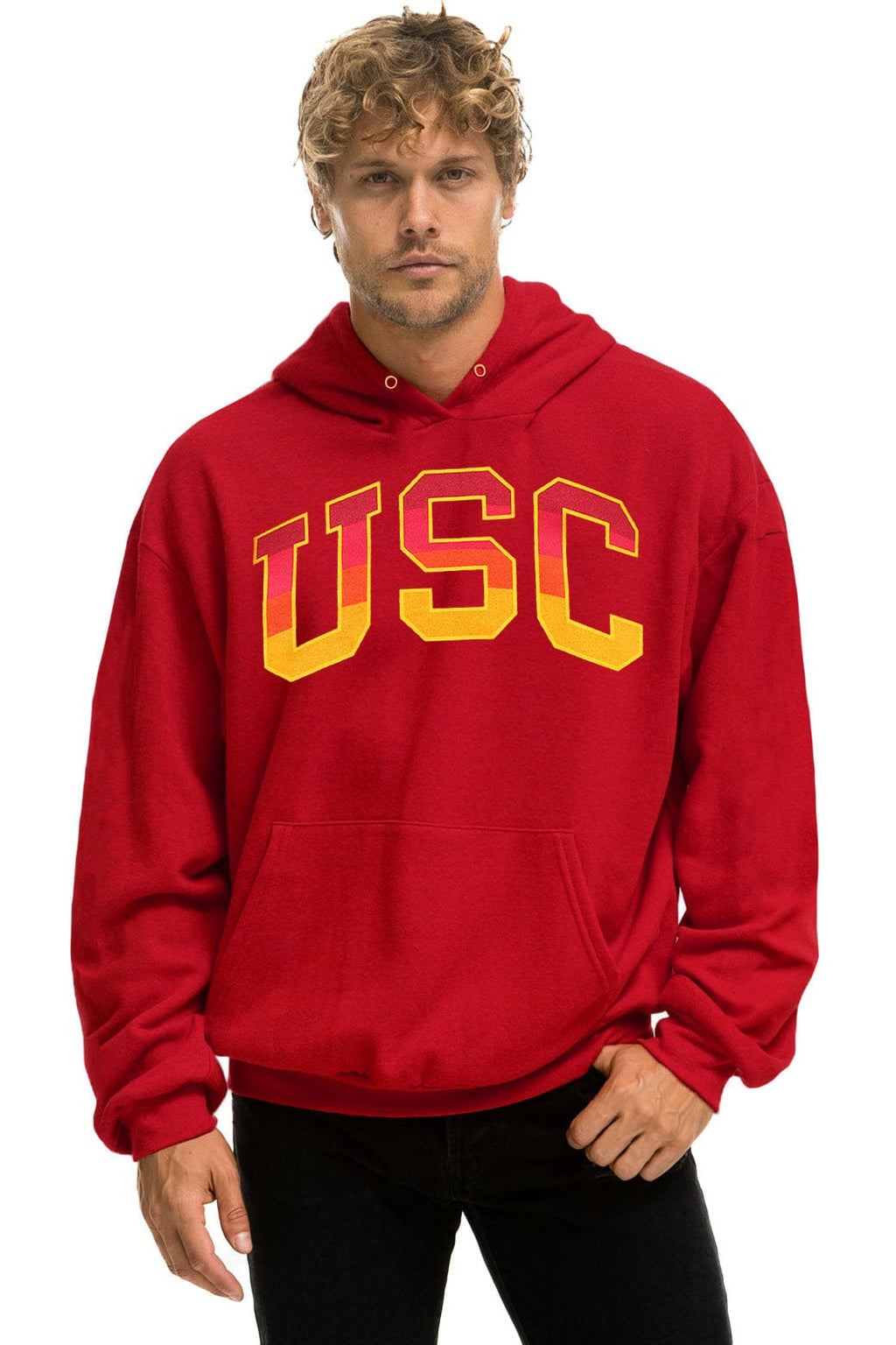 UNIVERSITY OF SOUTHERN CALIFORNIA PULLOVER HOODIE RELAXED - CARDINAL