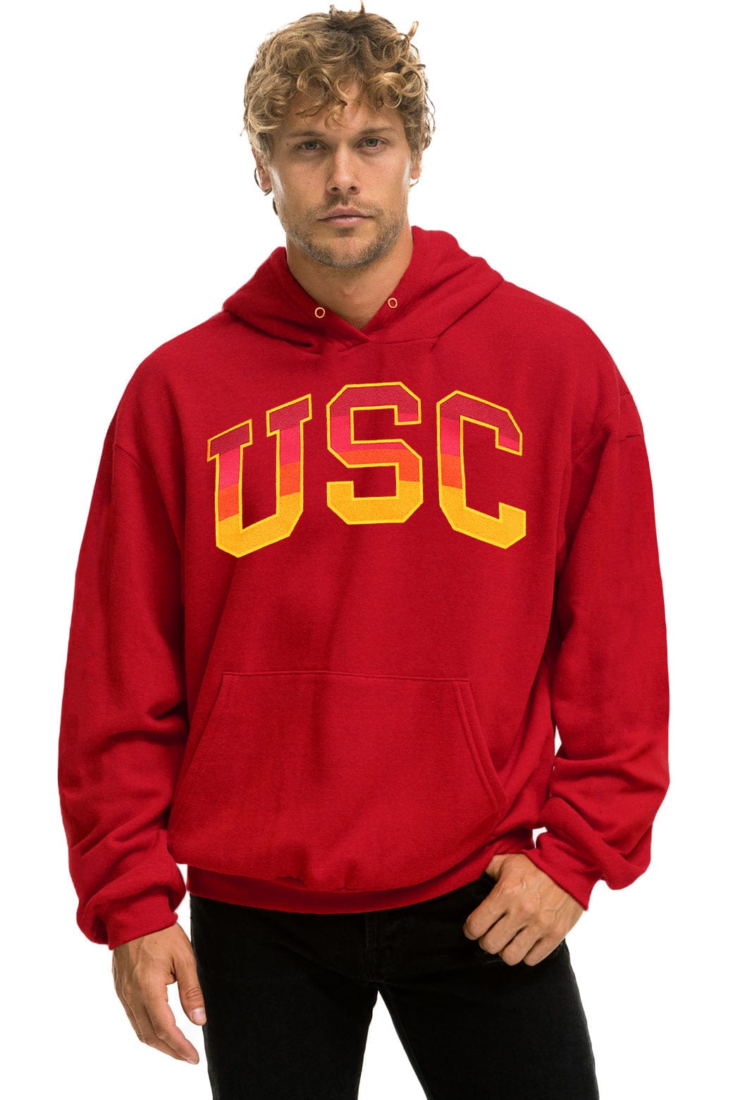 UNIVERSITY OF SOUTHERN CALIFORNIA PULLOVER HOODIE RELAXED - CARDINAL