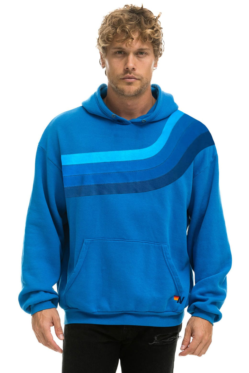WAVE STRIPE 4 PULLOVER HOODIE RELAXED - ADVENTURE BLUE // ADVENTURE BLUE