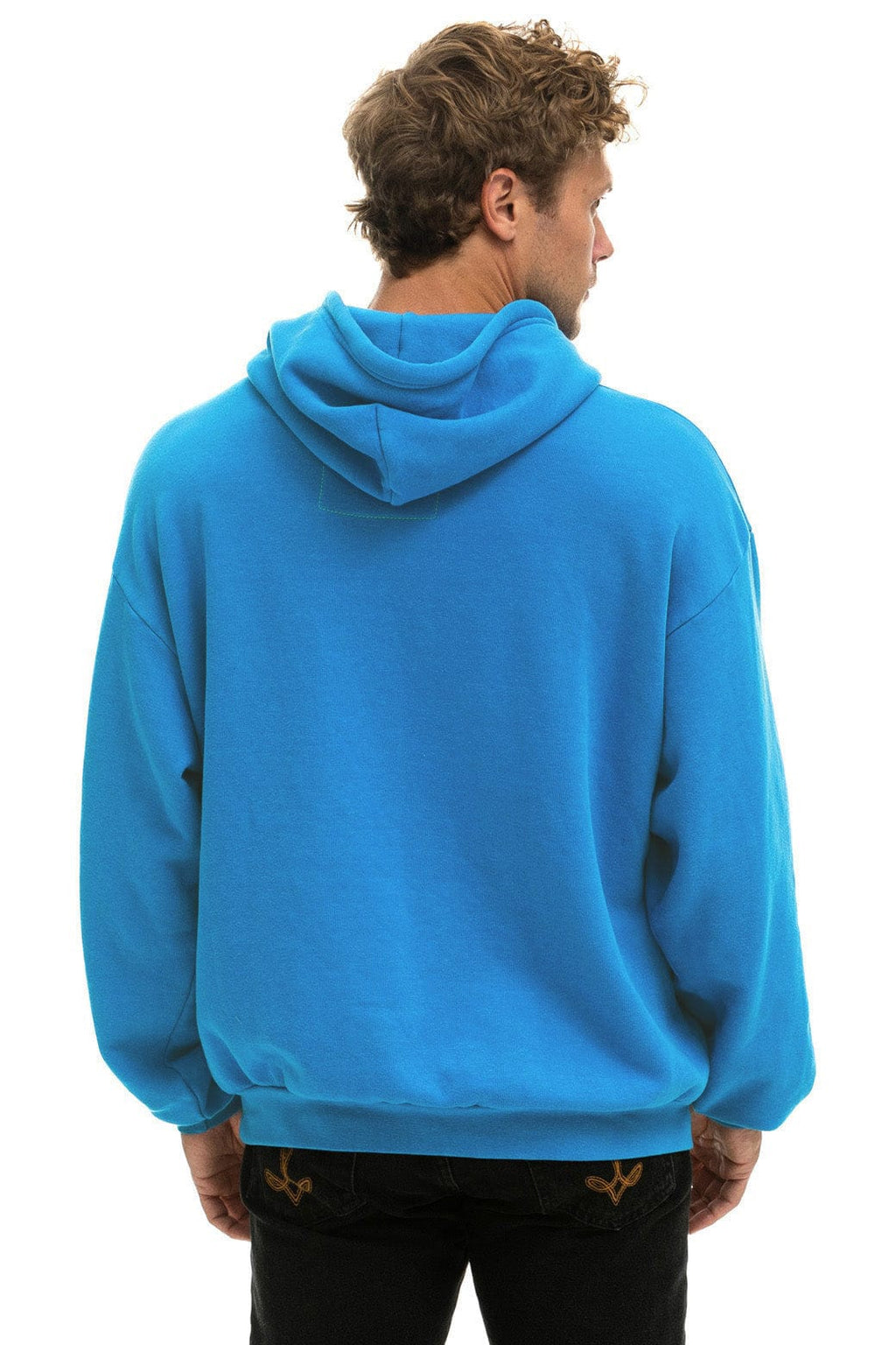 WAVE STRIPE 4 PULLOVER HOODIE RELAXED - COBALT // NEON PINK
