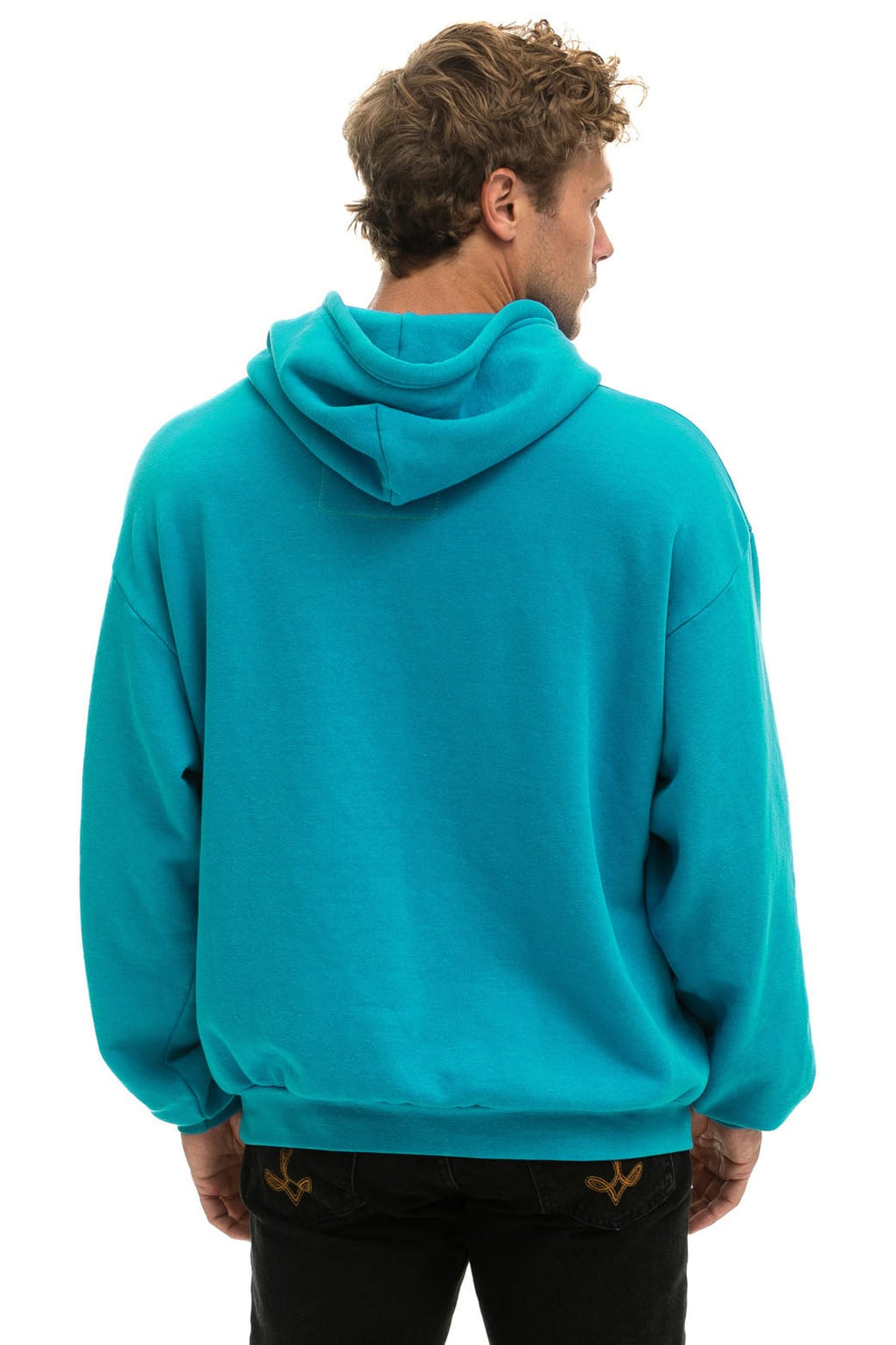 WAVE STRIPE 4 PULLOVER HOODIE RELAXED - TEAL // GREEN