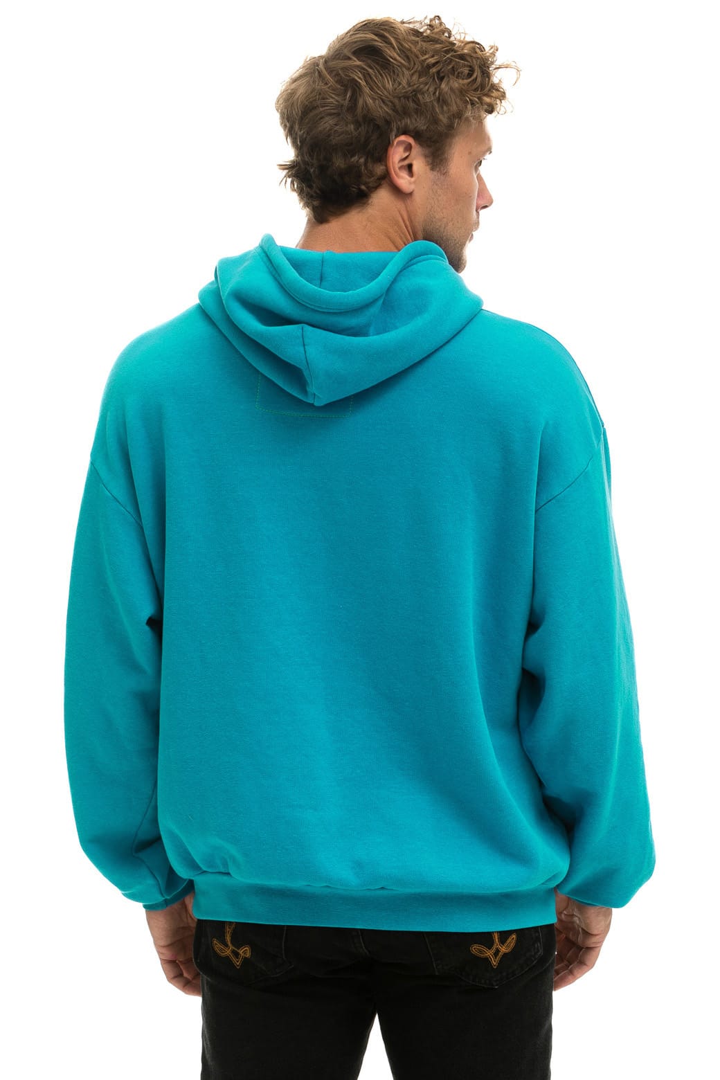 WAVE STRIPE 4 PULLOVER HOODIE RELAXED - TEAL // GREEN