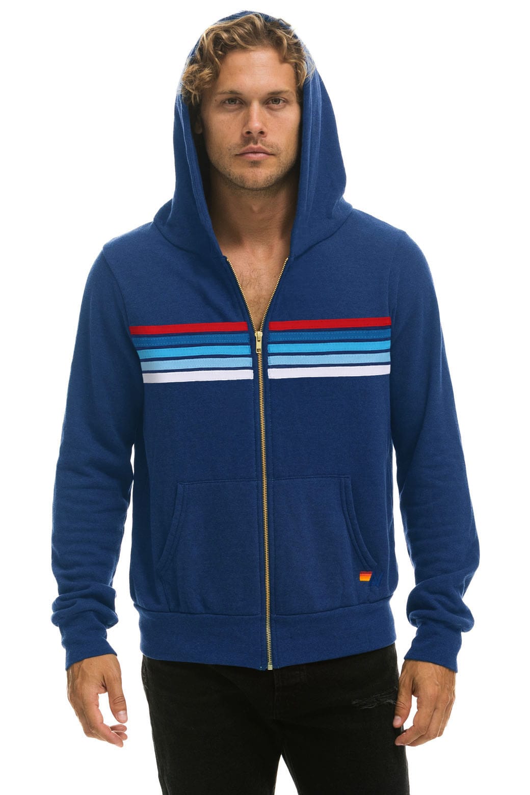 5 STRIPE AMERICA ZIP HOODIE - ROYAL // USA