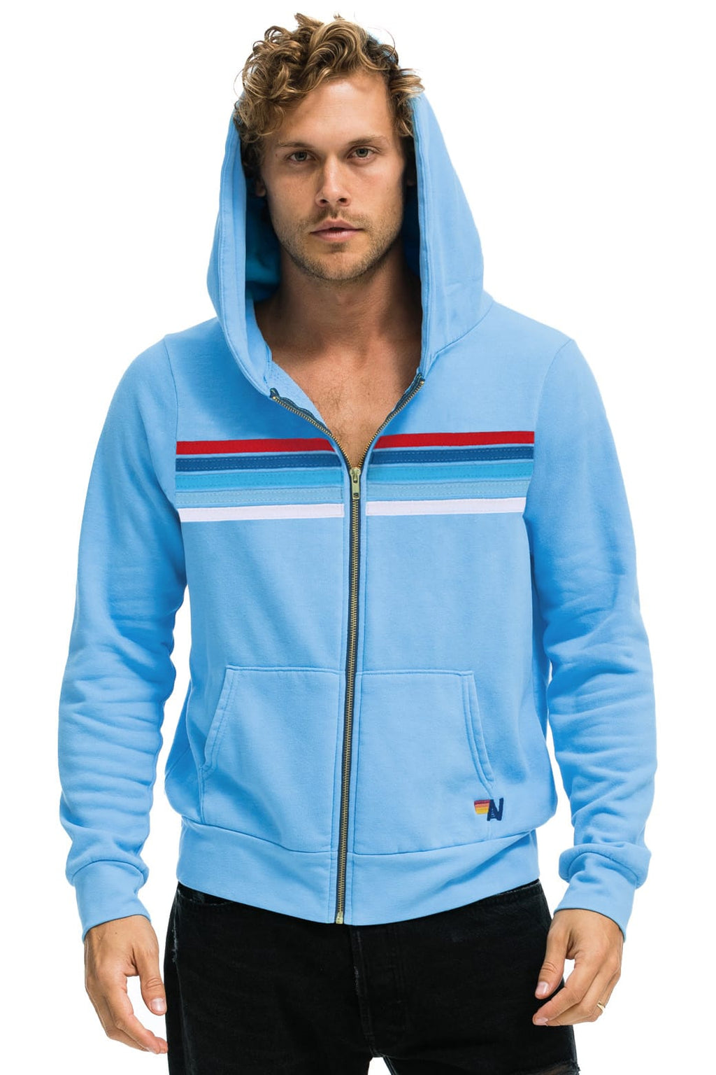 5 STRIPE AMERICA ZIP HOODIE - SKY // USA