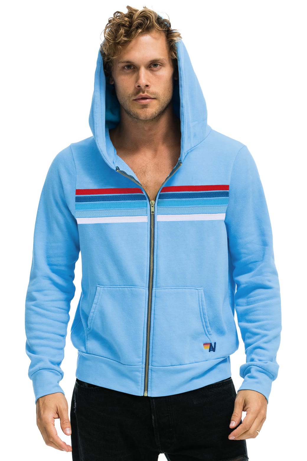 5 STRIPE AMERICA ZIP HOODIE - SKY // USA