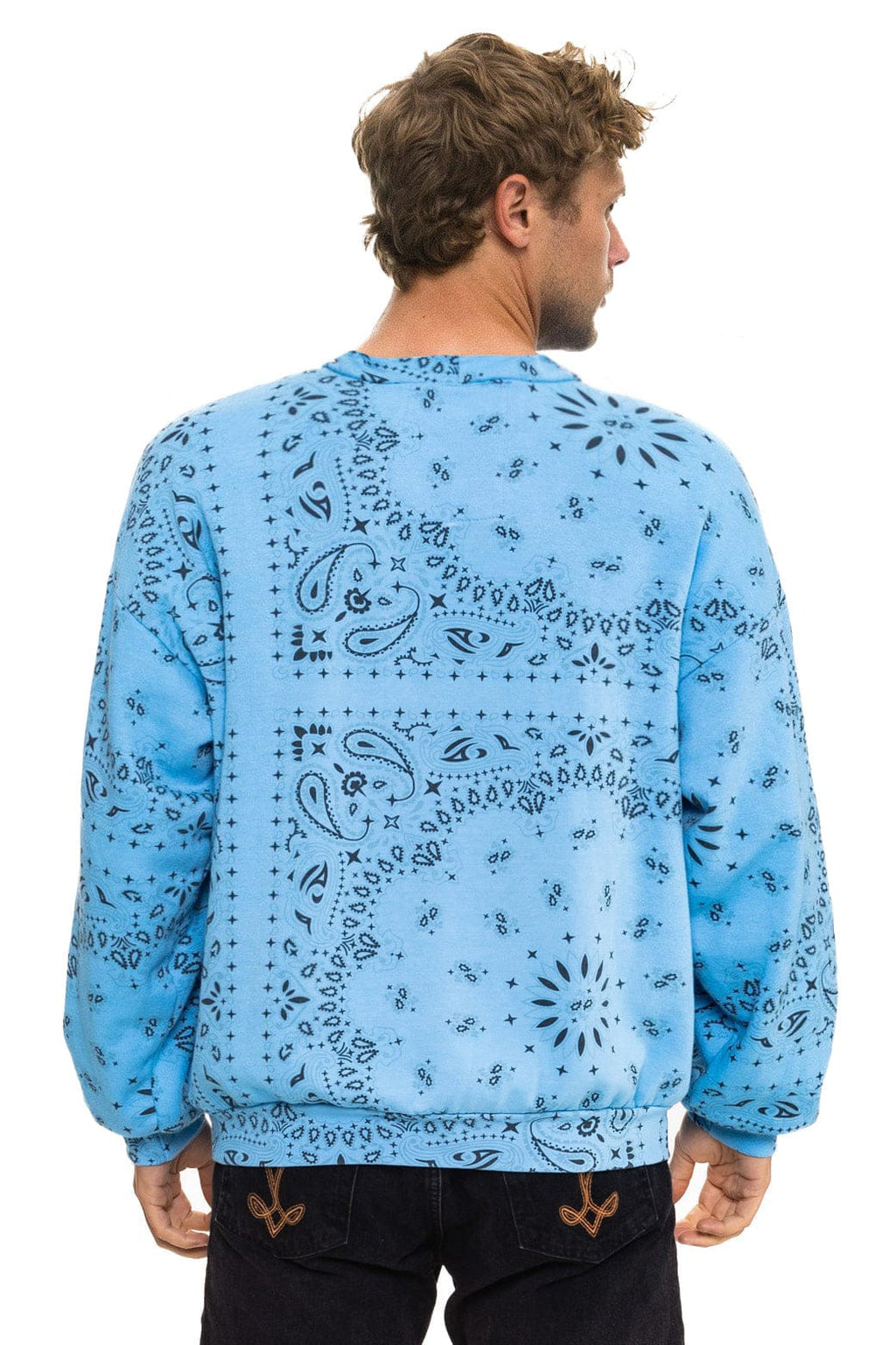 BANDANA RELAXED CREW SWEATSHIRT - SKY
