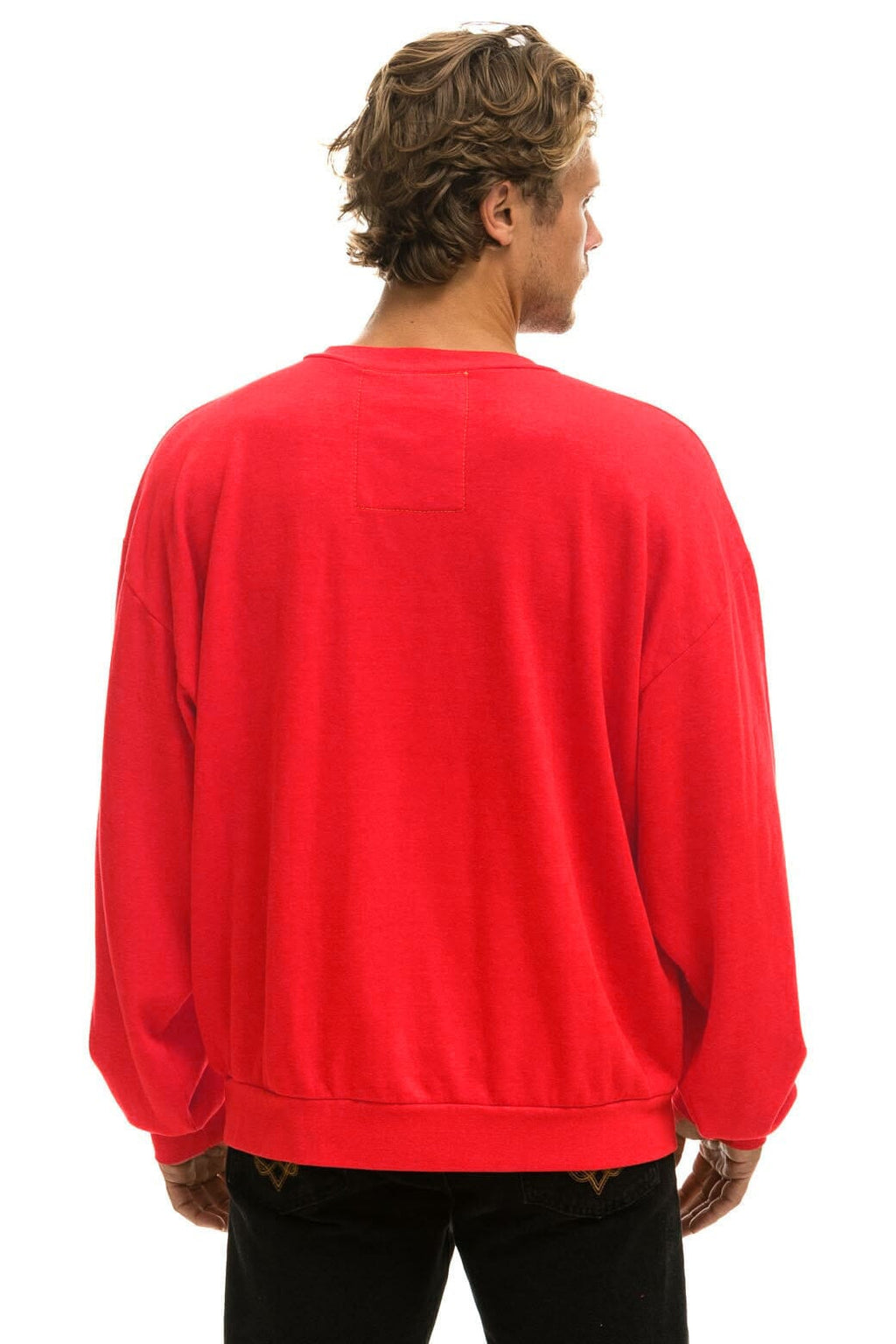 BOLT FADE RELAXED CREW SWEATSHIRT - RED // RED // YELLOW
