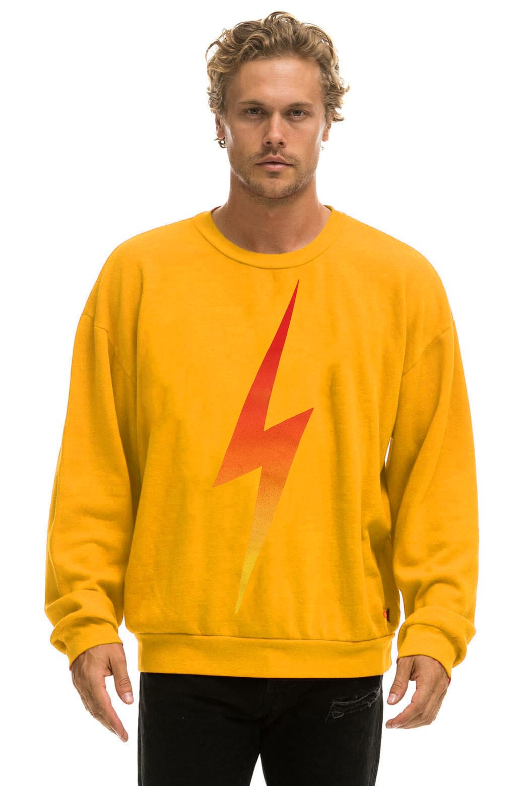 BOLT FADE RELAXED CREW SWEATSHIRT - VINTAGE GOLD // RED // YELLOW