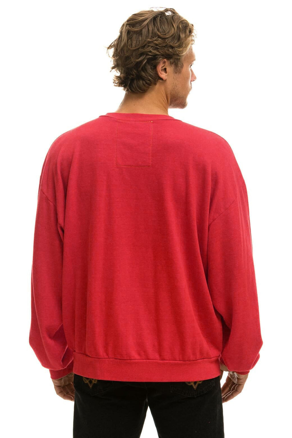 NEW ENGLAND PATRIOTS HELMET RELAXED CREW SWEATSHIRT - FLASH RED