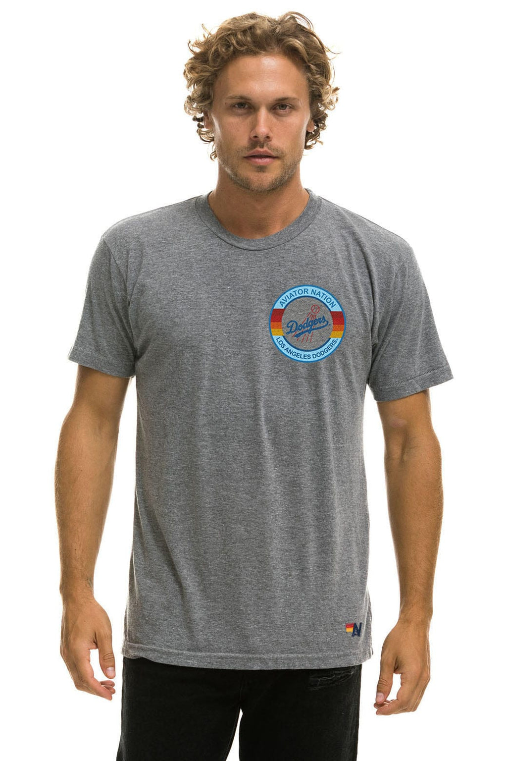 LOS ANGELES DODGERS BOLT CREW TEE - HEATHER GREY