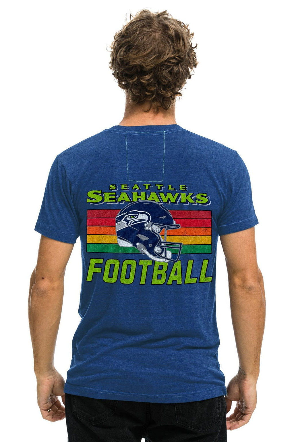 SEATTLE SEAHAWKS HELMET CREW TEE SHIRT - ROYAL