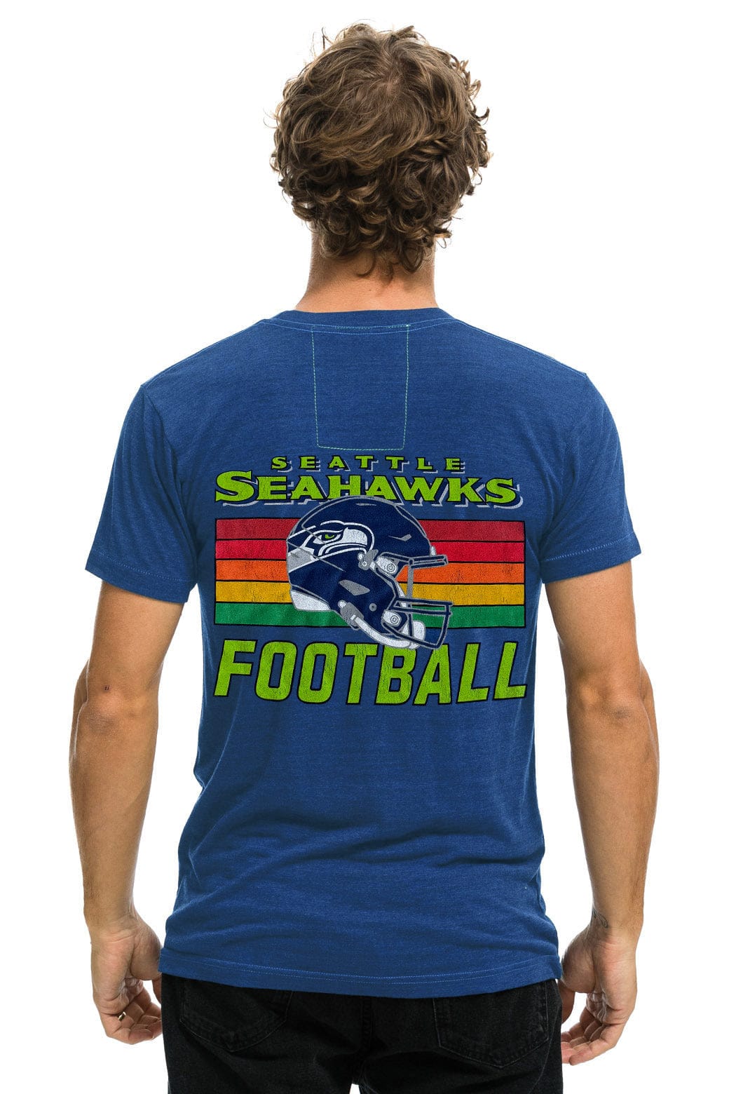 SEATTLE SEAHAWKS HELMET CREW TEE SHIRT - ROYAL