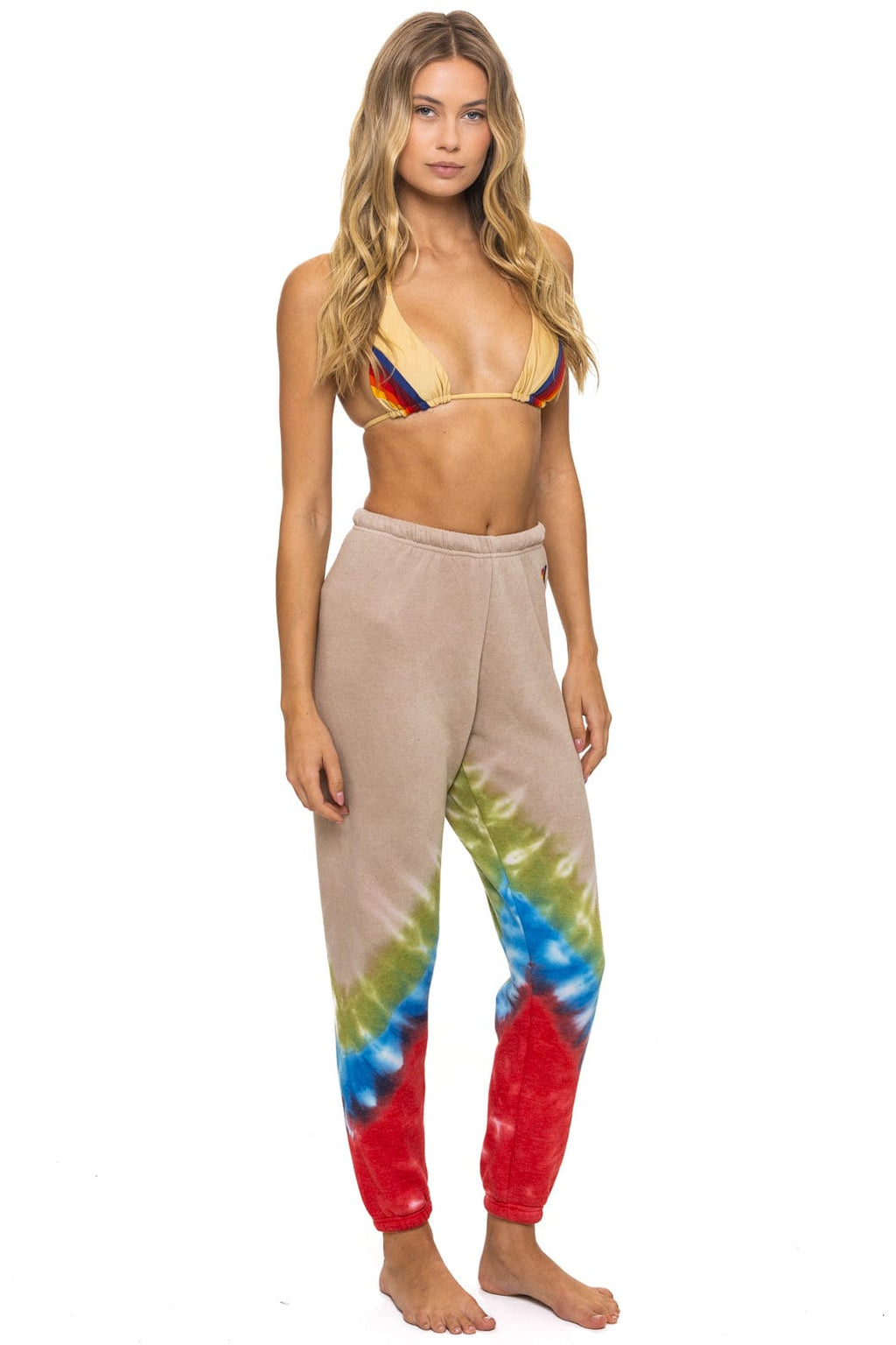 HAND DYED V SWEATPANTS - TIE DYE SAND // BLUE RED