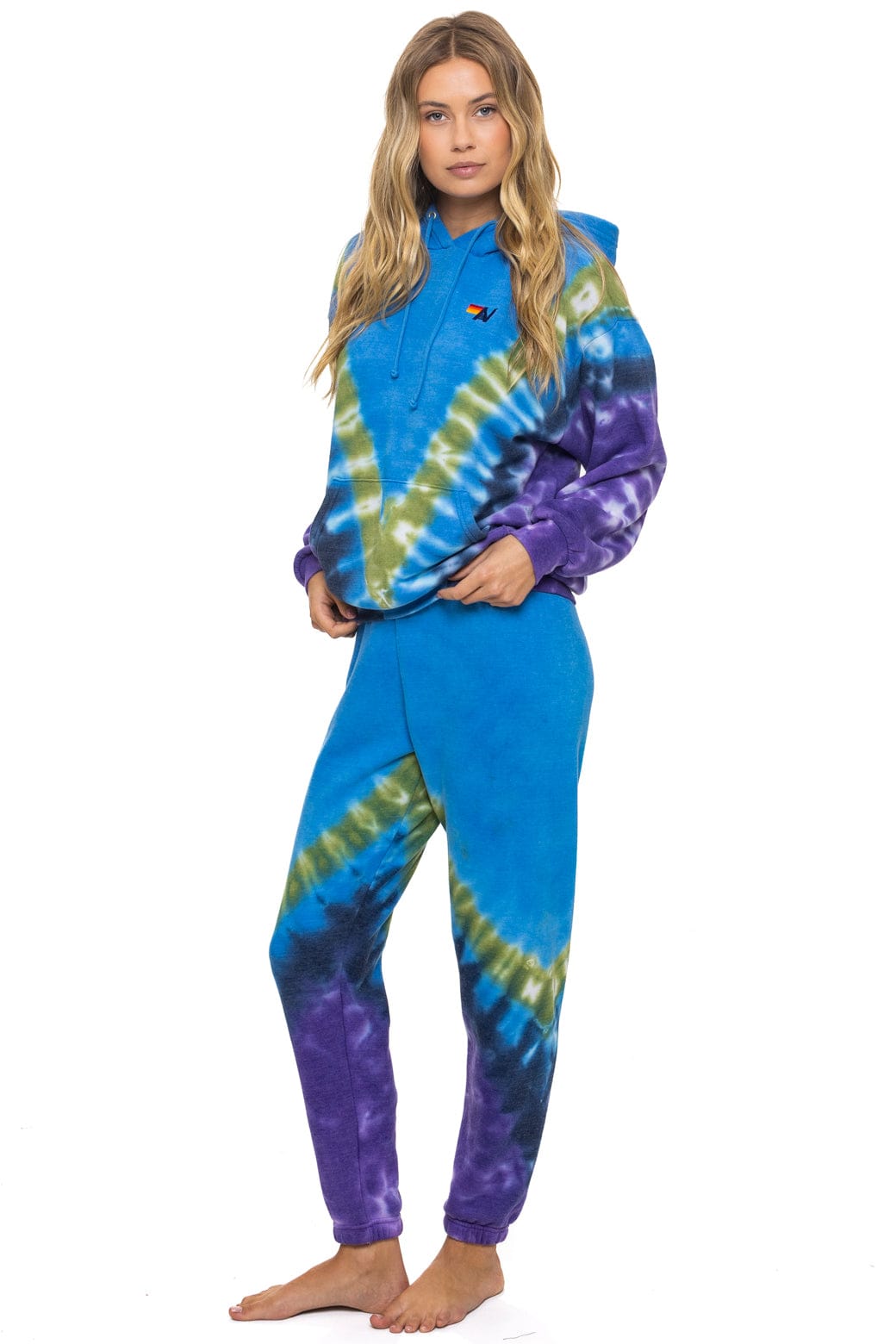 HAND DYED V SWEATPANTS - TIE DYE OCEAN // PURPLE