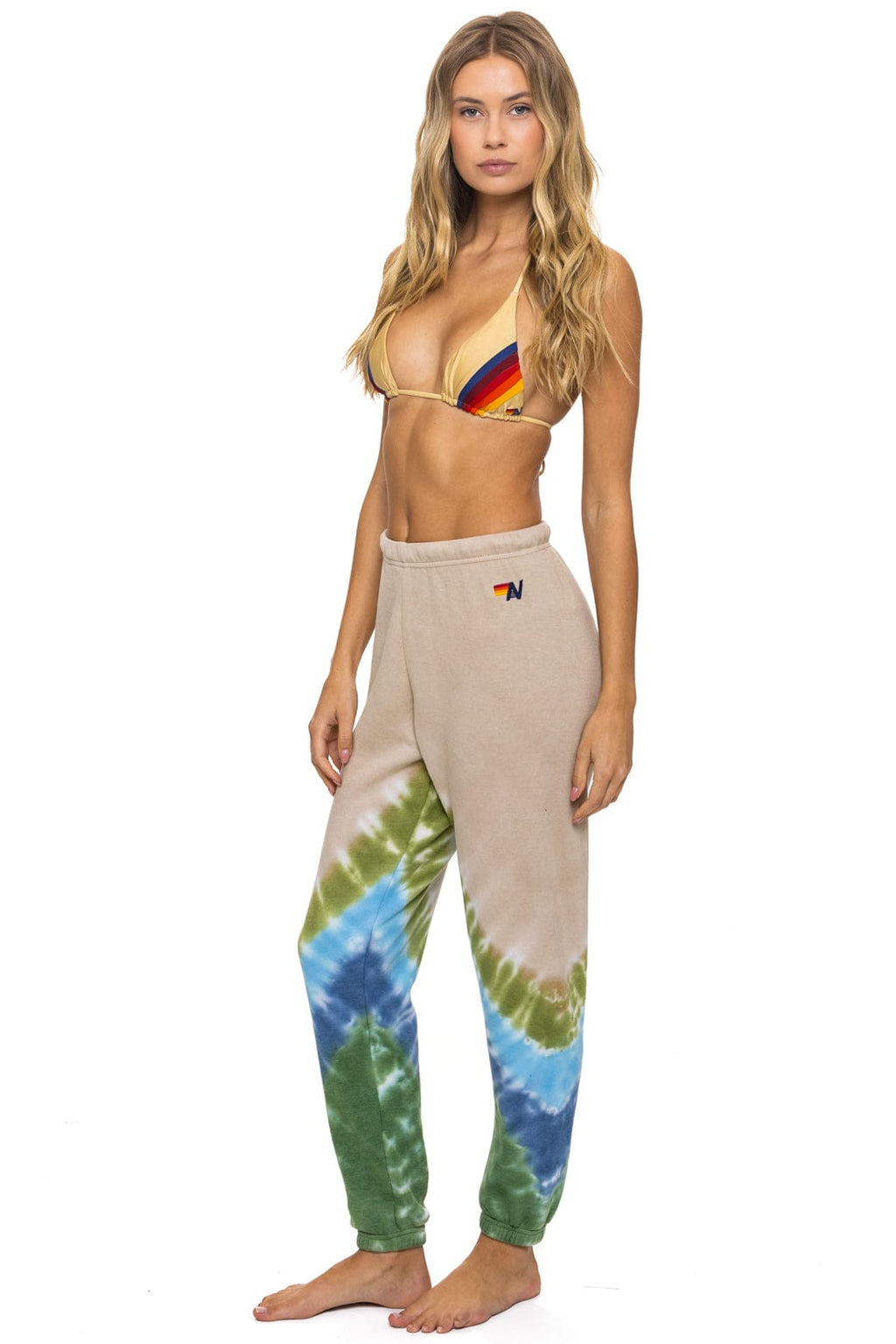 HAND DYED V SWEATPANTS - TIE DYE SAND // BLUE GREEN