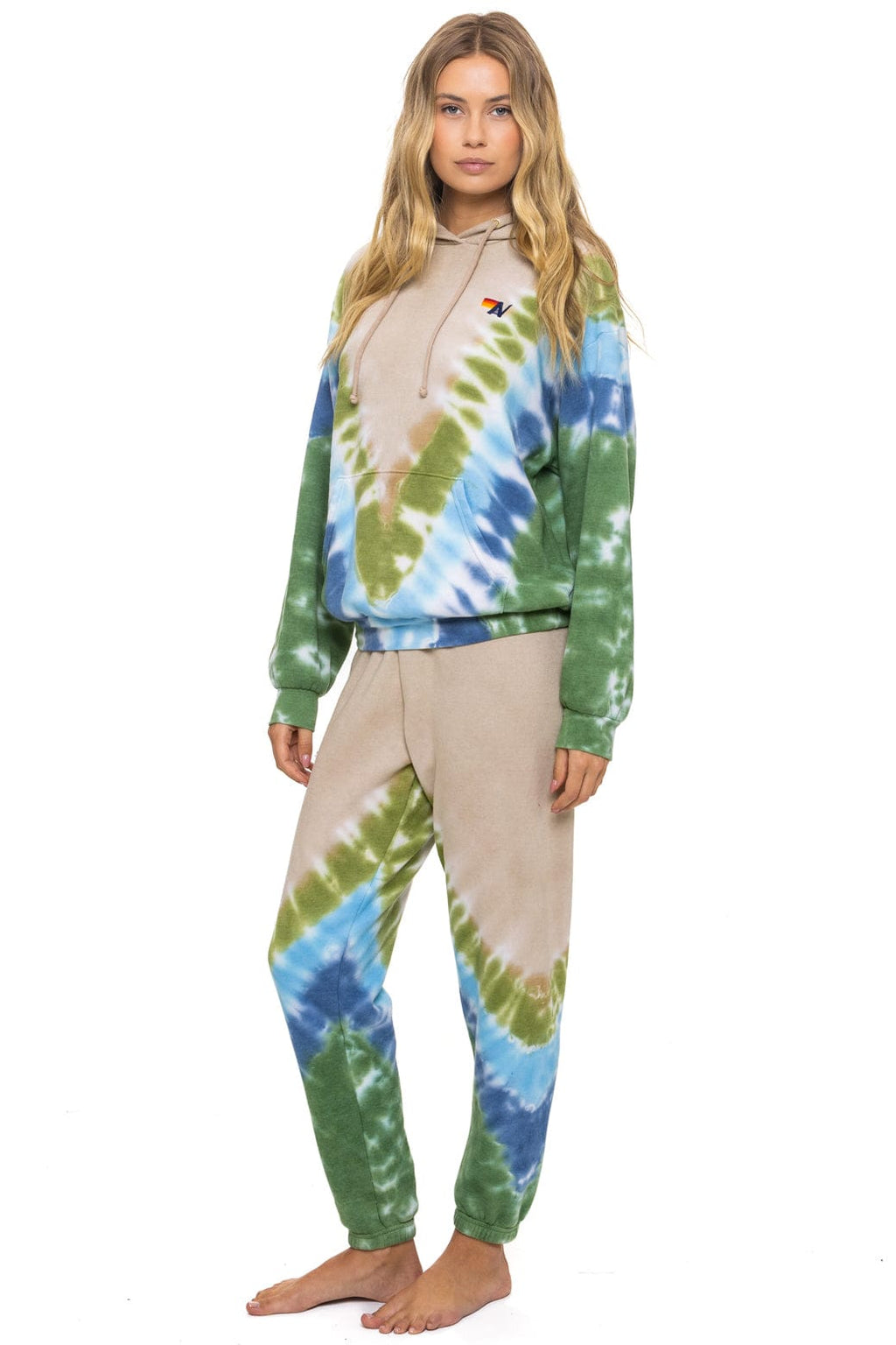 HAND DYED V SWEATPANTS - TIE DYE SAND // BLUE GREEN