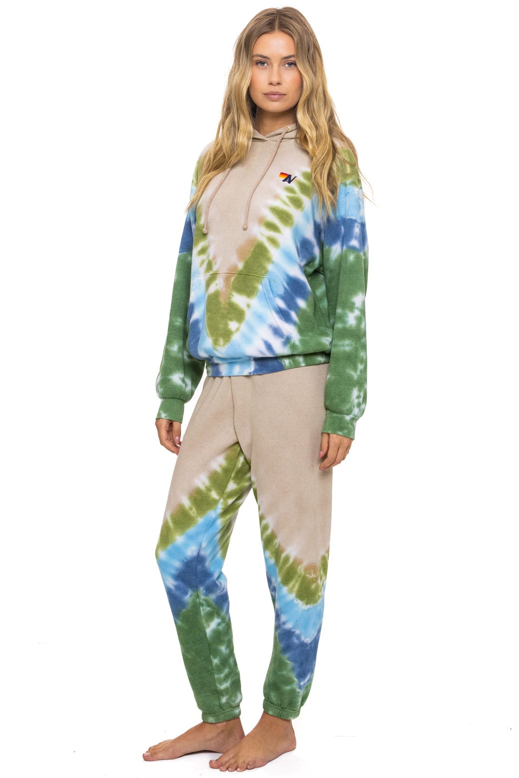 HAND DYED V SWEATPANTS - TIE DYE SAND // BLUE GREEN