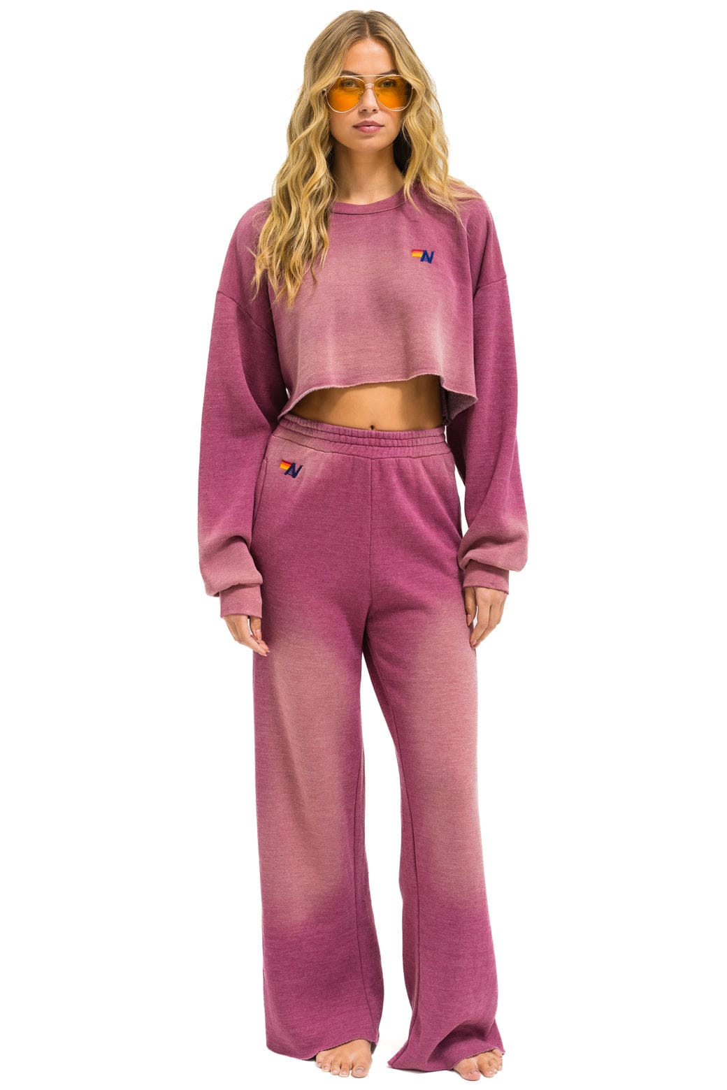 ESSENTIAL WIDE LEG POCKET SWEATPANTS - FADED BERRY
