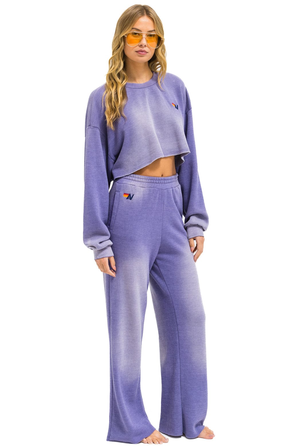 ESSENTIAL WIDE LEG POCKET SWEATPANTS - FADED GRAPE