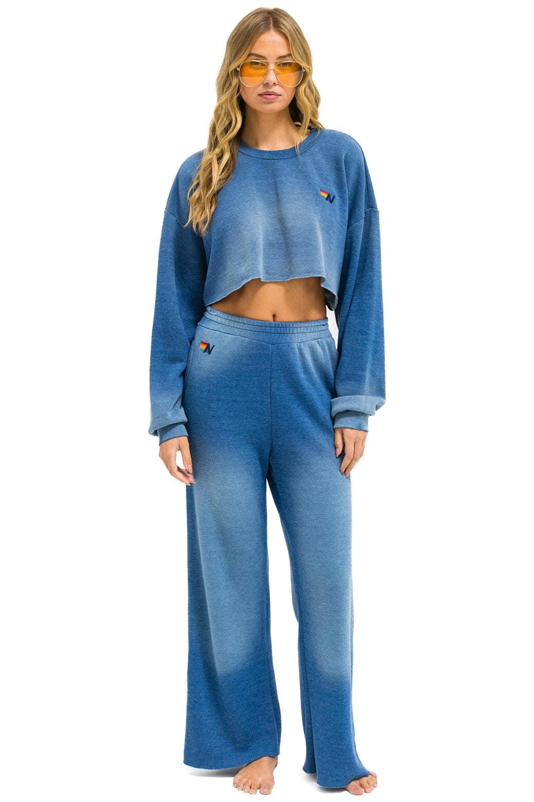 ESSENTIAL WIDE LEG POCKET SWEATPANTS - FADED WATER