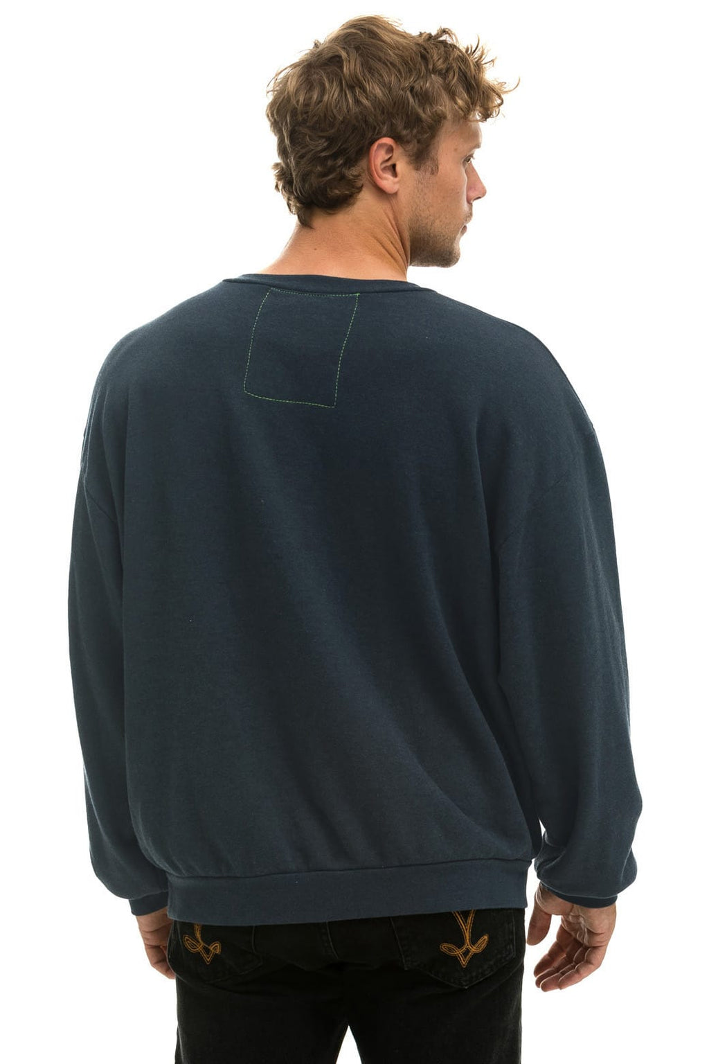 5 STRIPE RELAXED CREW SWEATSHIRT - CHARCOAL