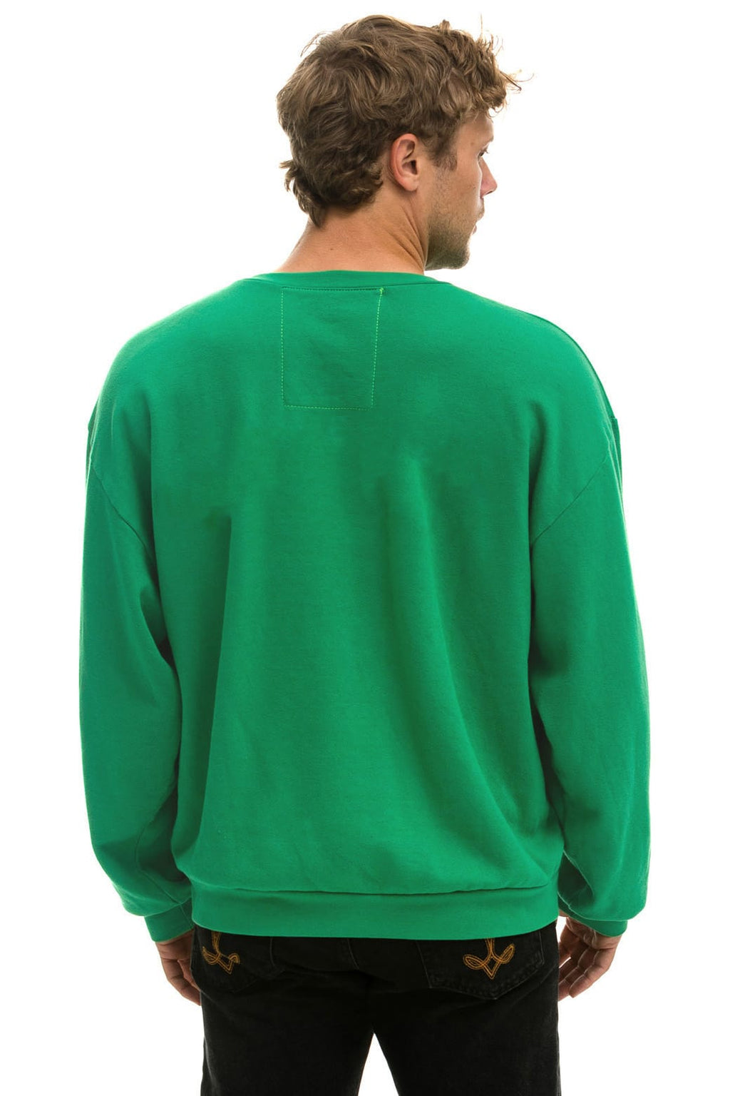 5 STRIPE RELAXED CREW SWEATSHIRT -KELLY GREEN
