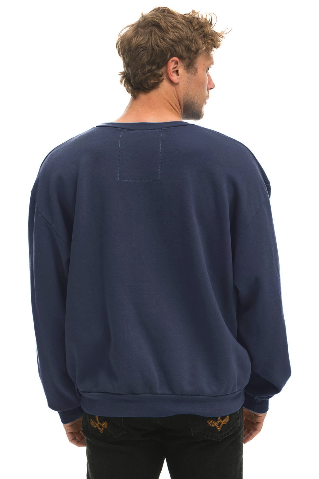 5 STRIPE RELAXED CREW SWEATSHIRT - NAVY
