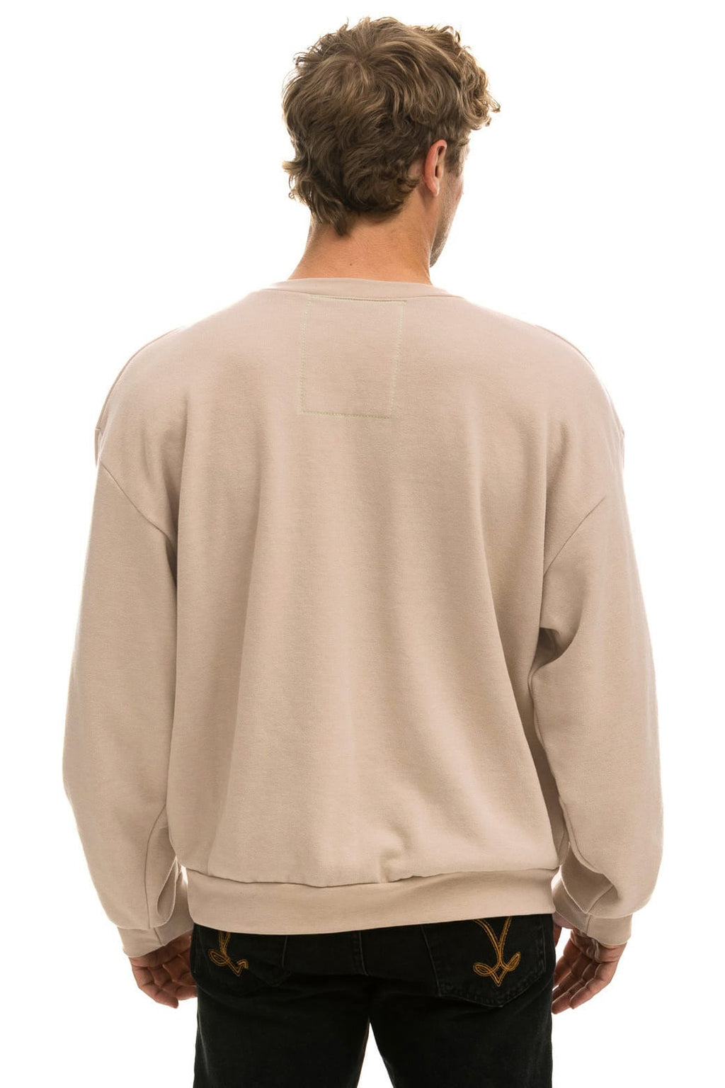 5 STRIPE RELAXED CREW SWEATSHIRT - SAND