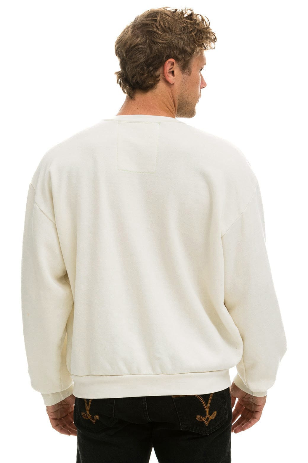 5 STRIPE RELAXED CREW SWEATSHIRT - VINTAGE WHITE