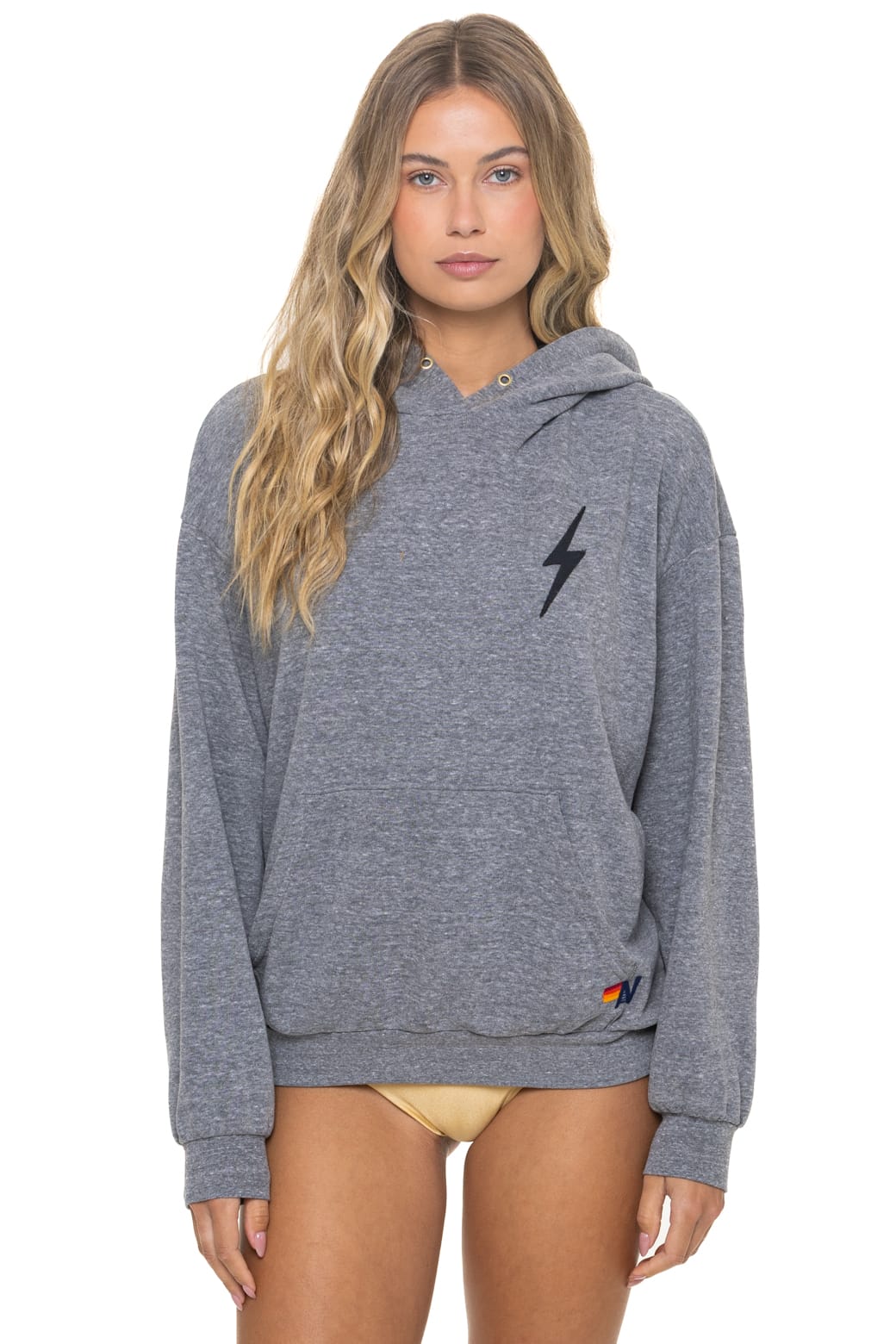 BOLT STITCH RELAXED PULLOVER HOODIE - HEATHER GREY