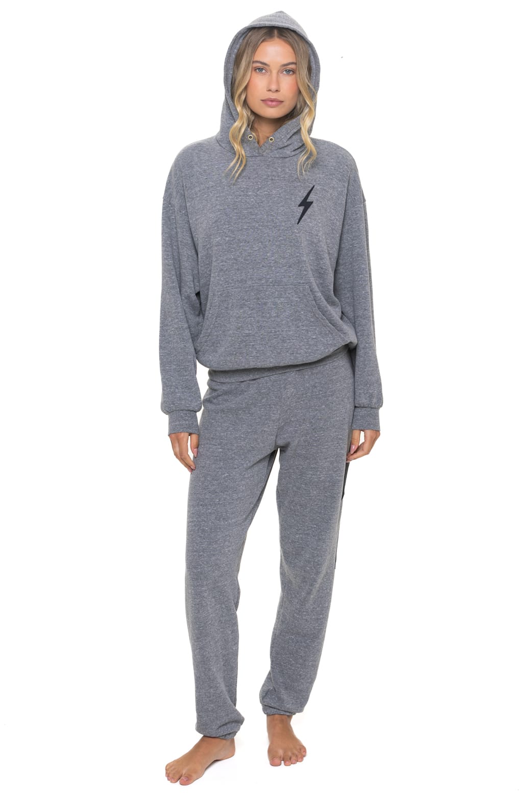 BOLT STITCH RELAXED PULLOVER HOODIE - HEATHER GREY