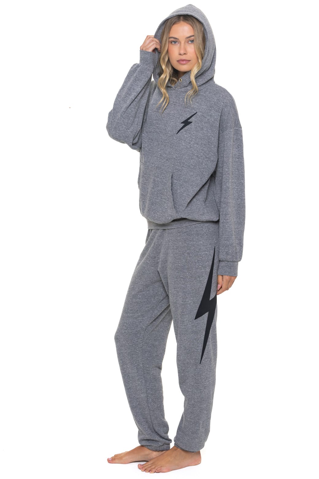 BOLT STITCH RELAXED PULLOVER HOODIE - HEATHER GREY
